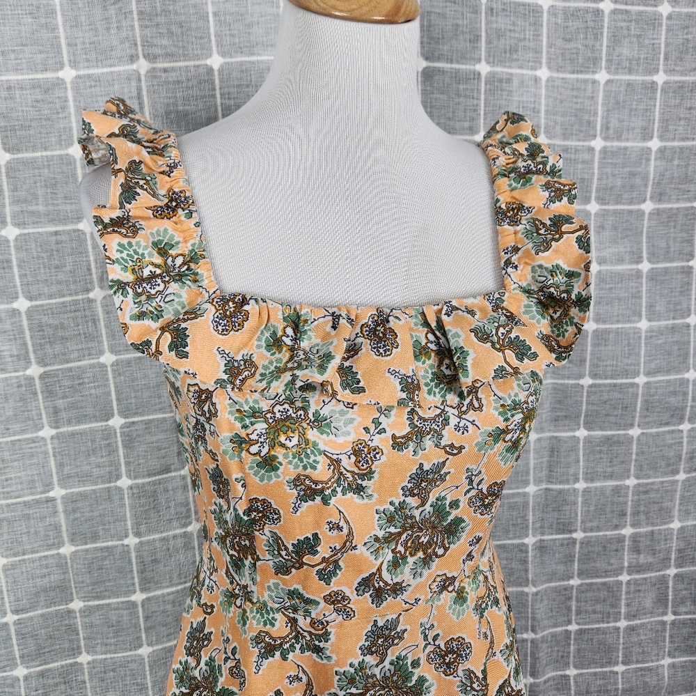 Ann Taylor Ruffle Linen Blend Floral Print Midi Dress - Picture 6 of 10